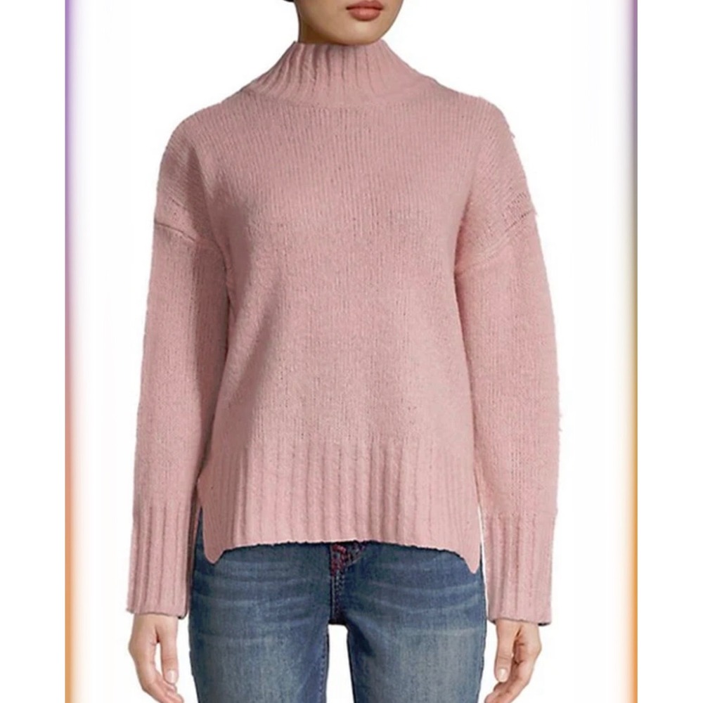 Magaschoni Briar Rose Wool Silk Cashmere Mock Neck Sweater Pink GM107121 Mens‎ M